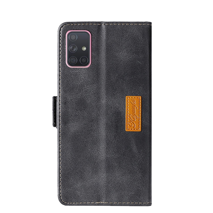 For Samsung Galaxy A71 Retro Texture Contrast Color Side Buckle Horizontal Flip Leather Case with Holder & Card Slots & Wallet