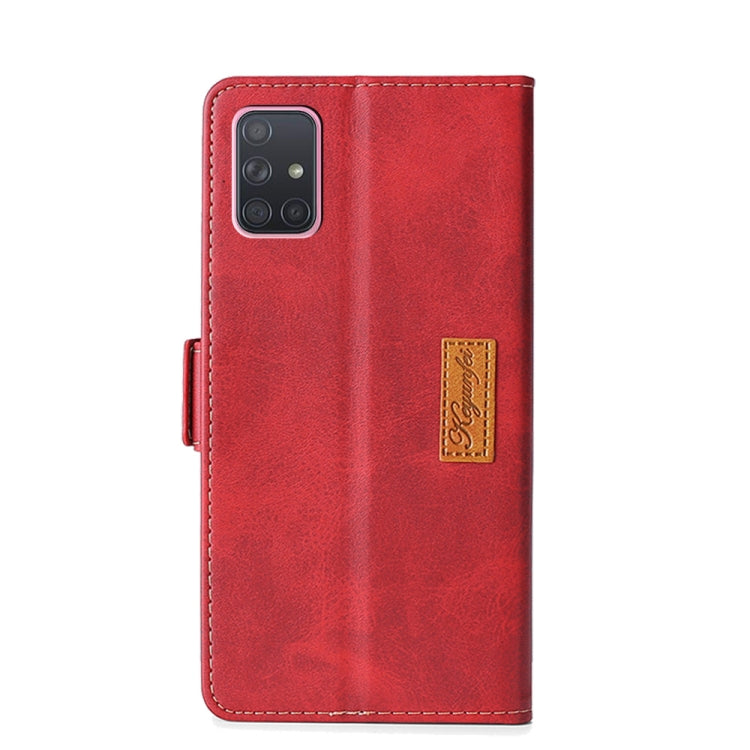 For Samsung Galaxy A71 Retro Texture Contrast Color Side Buckle Horizontal Flip Leather Case with Holder & Card Slots & Wallet