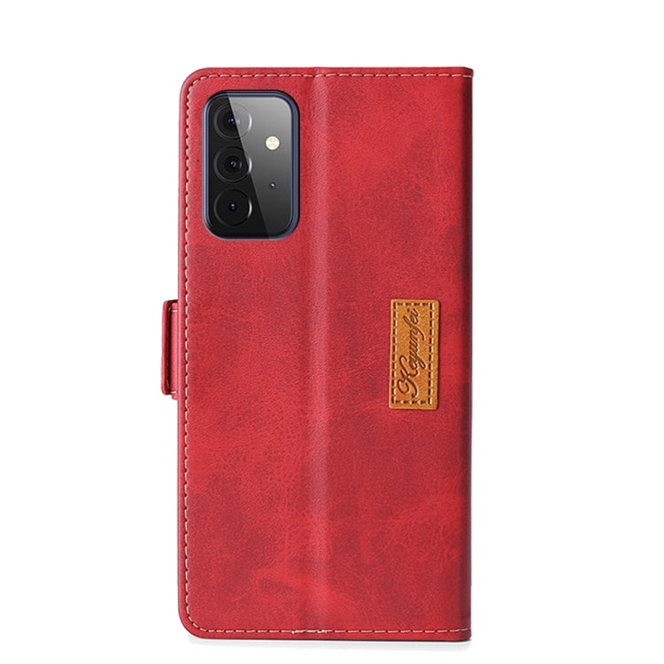 For Samsung Galaxy A72 5G / 4G Retro Texture Contrast Color Side Buckle Horizontal Flip Leather Case with Holder & Card Slots & Wallet
