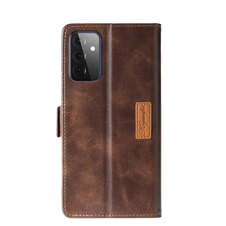 For Samsung Galaxy A72 5G / 4G Retro Texture Contrast Color Side Buckle Horizontal Flip Leather Case with Holder & Card Slots & Wallet