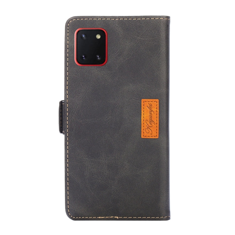 For Samsung Galaxy A81 Retro Texture Contrast Color Side Buckle Horizontal Flip Leather Case with Holder & Card Slots & Wallet
