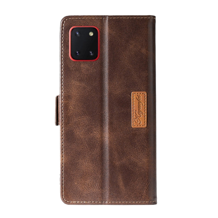 For Samsung Galaxy A81 Retro Texture Contrast Color Side Buckle Horizontal Flip Leather Case with Holder & Card Slots & Wallet