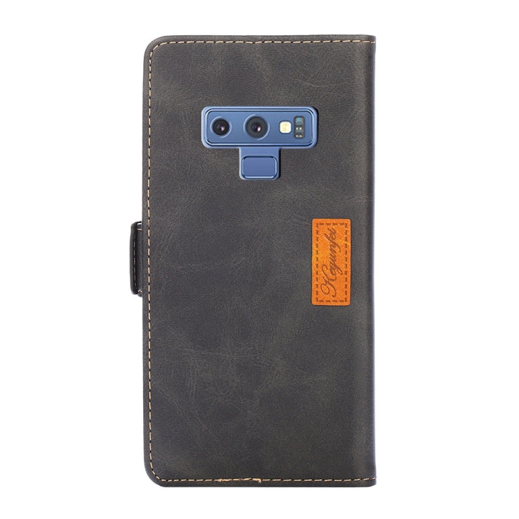 For Samsung Galaxy Note9 Retro Texture Contrast Color Side Buckle Horizontal Flip Leather Case with Holder & Card Slots & Wallet