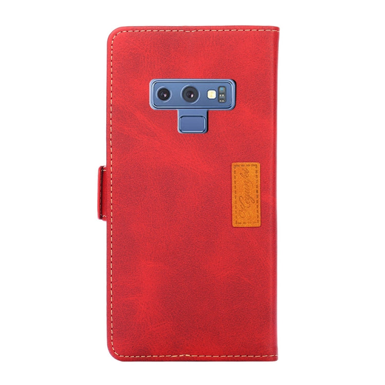 For Samsung Galaxy Note9 Retro Texture Contrast Color Side Buckle Horizontal Flip Leather Case with Holder & Card Slots & Wallet