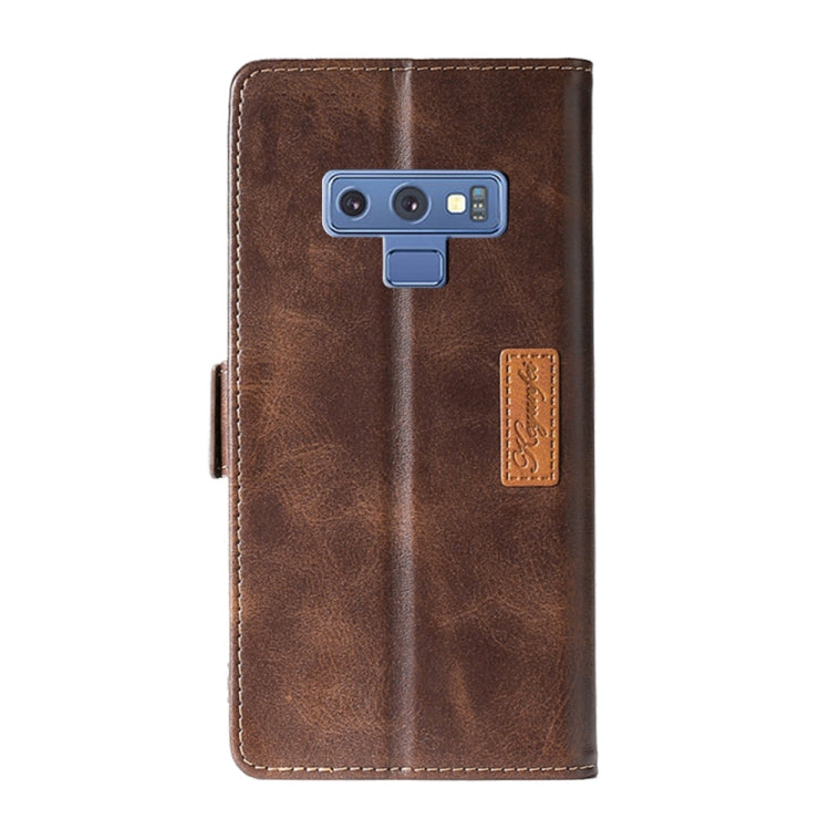 For Samsung Galaxy Note9 Retro Texture Contrast Color Side Buckle Horizontal Flip Leather Case with Holder & Card Slots & Wallet