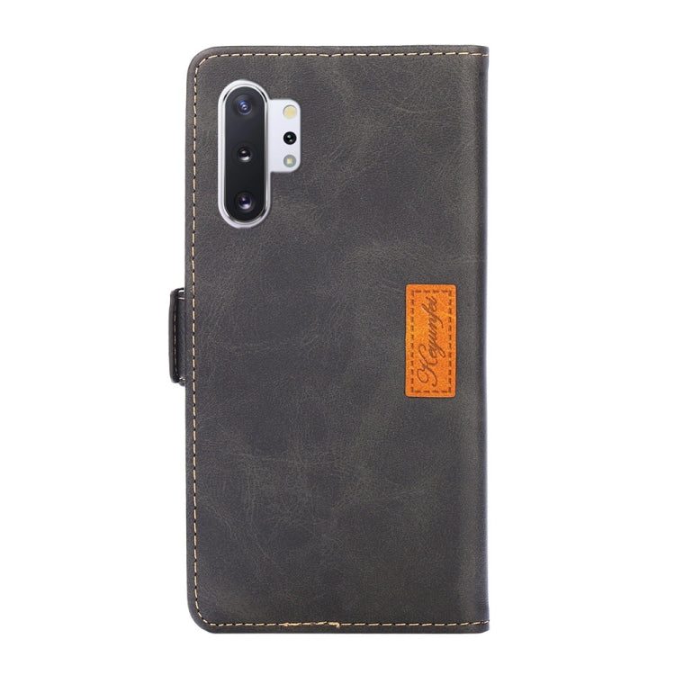 For Samsung Galaxy Note10 Retro Texture Contrast Color Side Buckle Horizontal Flip Leather Case with Holder & Card Slots & Wallet