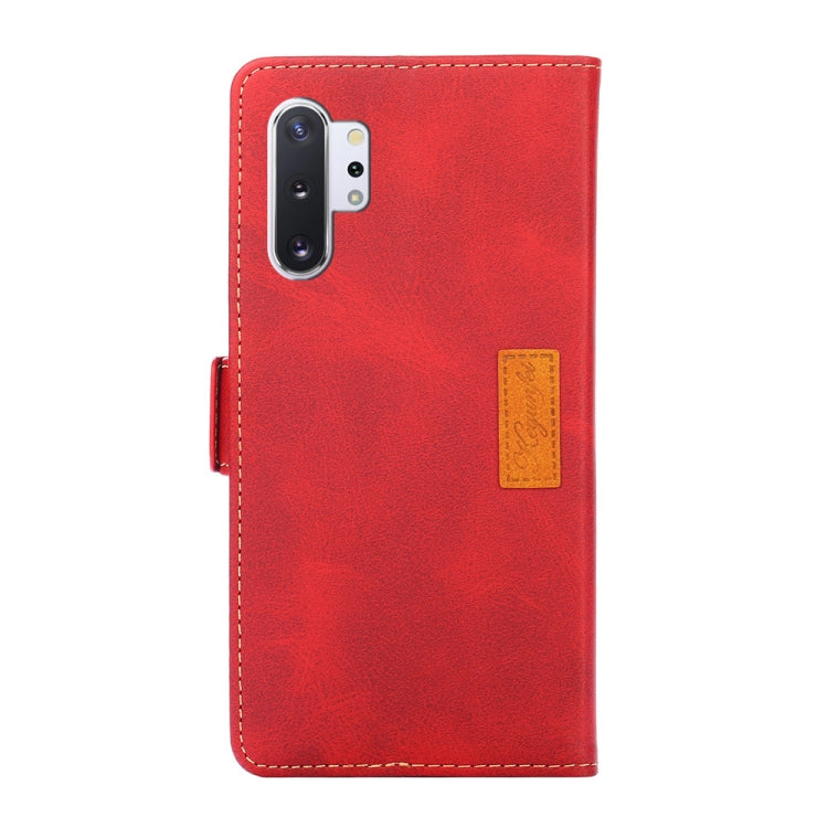 For Samsung Galaxy Note10 Retro Texture Contrast Color Side Buckle Horizontal Flip Leather Case with Holder & Card Slots & Wallet