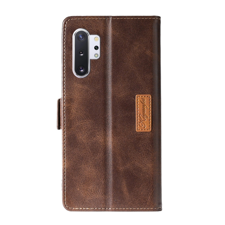 For Samsung Galaxy Note10 Retro Texture Contrast Color Side Buckle Horizontal Flip Leather Case with Holder & Card Slots & Wallet