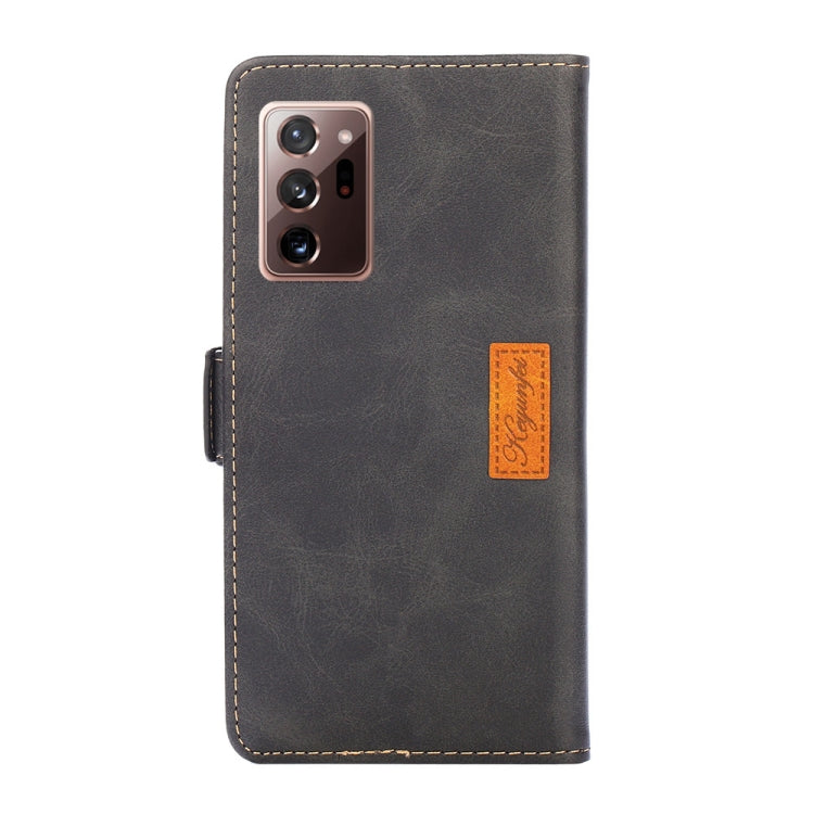 For Samsung Galaxy Note20 Retro Texture Contrast Color Side Buckle Horizontal Flip Leather Case with Holder & Card Slots & Wallet