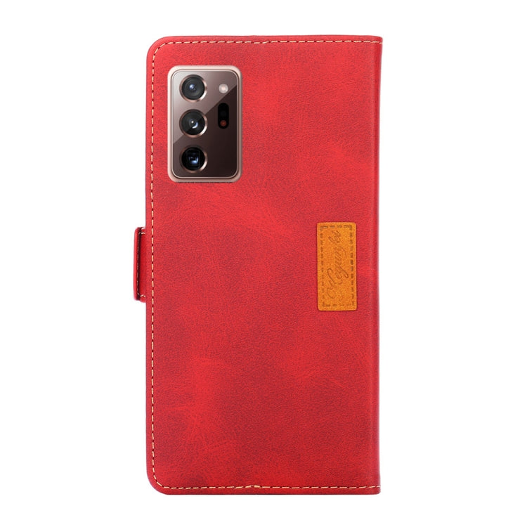 For Samsung Galaxy Note20 Retro Texture Contrast Color Side Buckle Horizontal Flip Leather Case with Holder & Card Slots & Wallet
