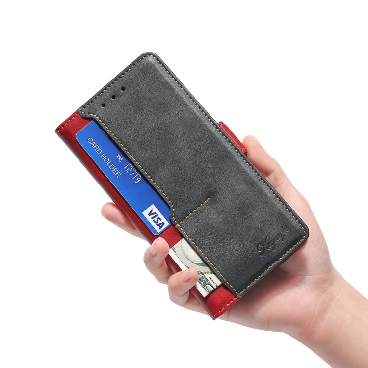 For Samsung Galaxy Note20 Retro Texture Contrast Color Side Buckle Horizontal Flip Leather Case with Holder & Card Slots & Wallet