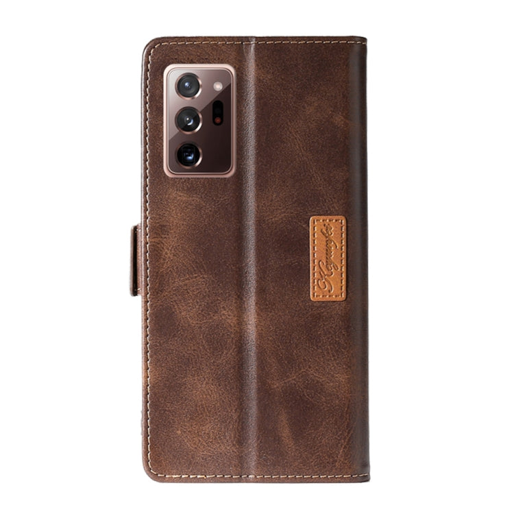 For Samsung Galaxy Note20 Retro Texture Contrast Color Side Buckle Horizontal Flip Leather Case with Holder & Card Slots & Wallet