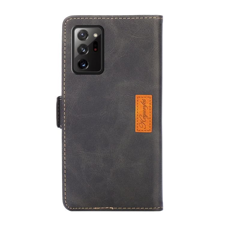 For Samsung Galaxy Note20 Ultra Retro Texture Contrast Color Side Buckle Horizontal Flip Leather Case with Holder & Card Slots & Wallet