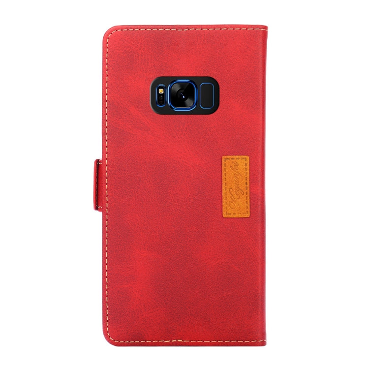 For Samsung Galaxy S8+ Retro Texture Contrast Color Side Buckle Horizontal Flip Leather Case with Holder & Card Slots & Wallet