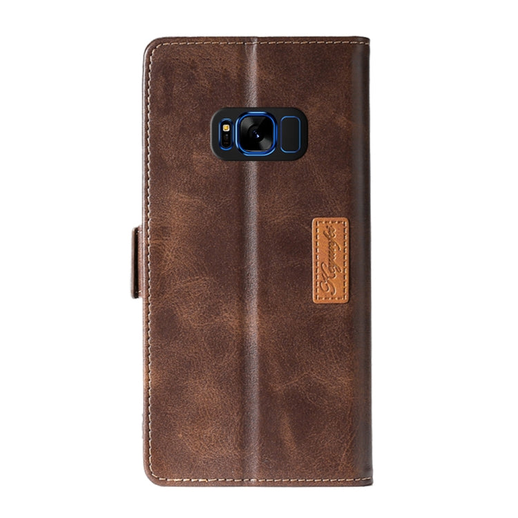 For Samsung Galaxy S8+ Retro Texture Contrast Color Side Buckle Horizontal Flip Leather Case with Holder & Card Slots & Wallet