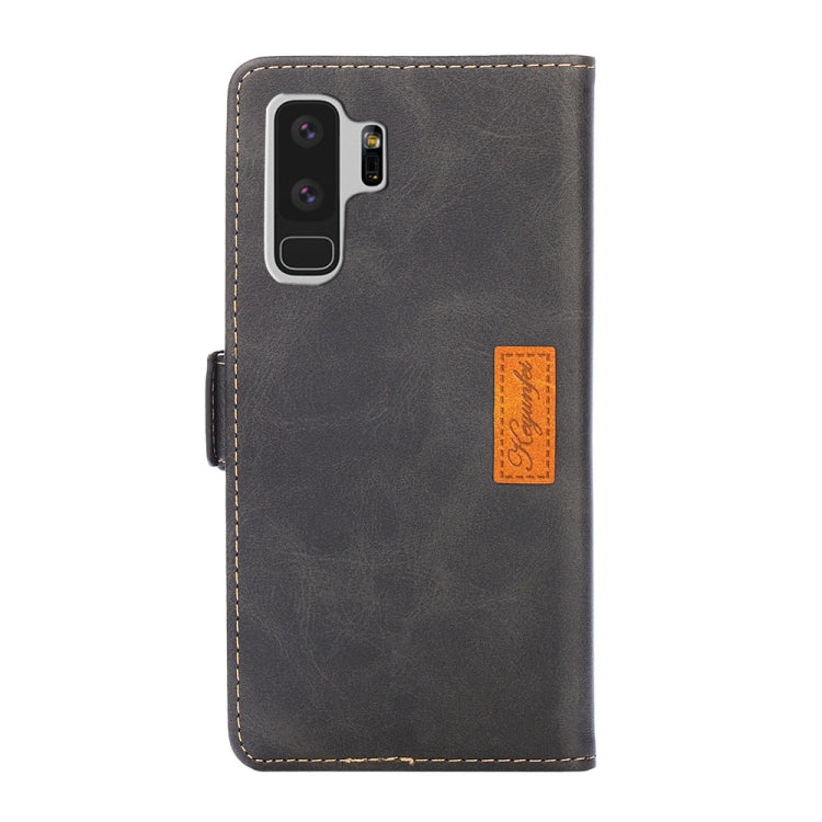 For Samsung Galaxy S9+ Retro Texture Contrast Color Side Buckle Horizontal Flip Leather Case with Holder & Card Slots & Wallet