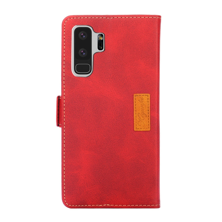 For Samsung Galaxy S9+ Retro Texture Contrast Color Side Buckle Horizontal Flip Leather Case with Holder & Card Slots & Wallet