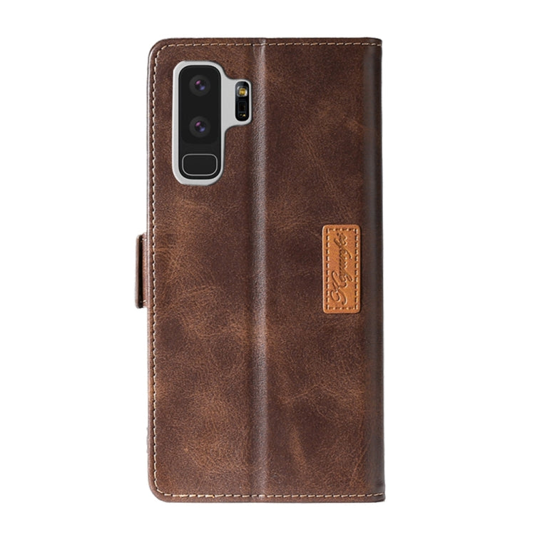 For Samsung Galaxy S9+ Retro Texture Contrast Color Side Buckle Horizontal Flip Leather Case with Holder & Card Slots & Wallet