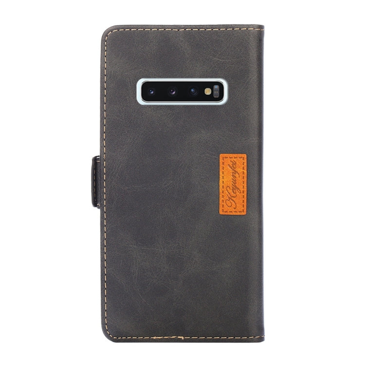 For Samsung Galaxy S10 Retro Texture Contrast Color Side Buckle Horizontal Flip Leather Case with Holder & Card Slots & Wallet
