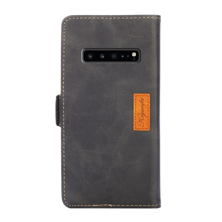 For Samsung Galaxy S10 5G Retro Texture Contrast Color Side Buckle Horizontal Flip Leather Case with Holder & Card Slots & Wallet