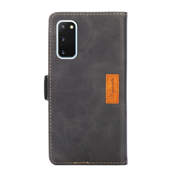 For Samsung Galaxy S20 Retro Texture Contrast Color Side Buckle Horizontal Flip Leather Case with Holder & Card Slots & Wallet