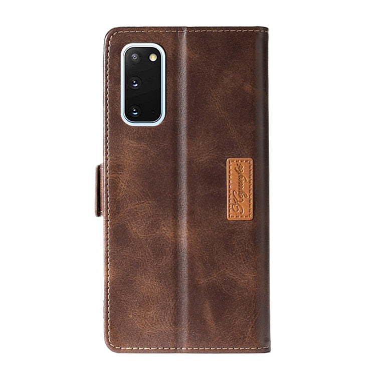For Samsung Galaxy S20 Retro Texture Contrast Color Side Buckle Horizontal Flip Leather Case with Holder & Card Slots & Wallet