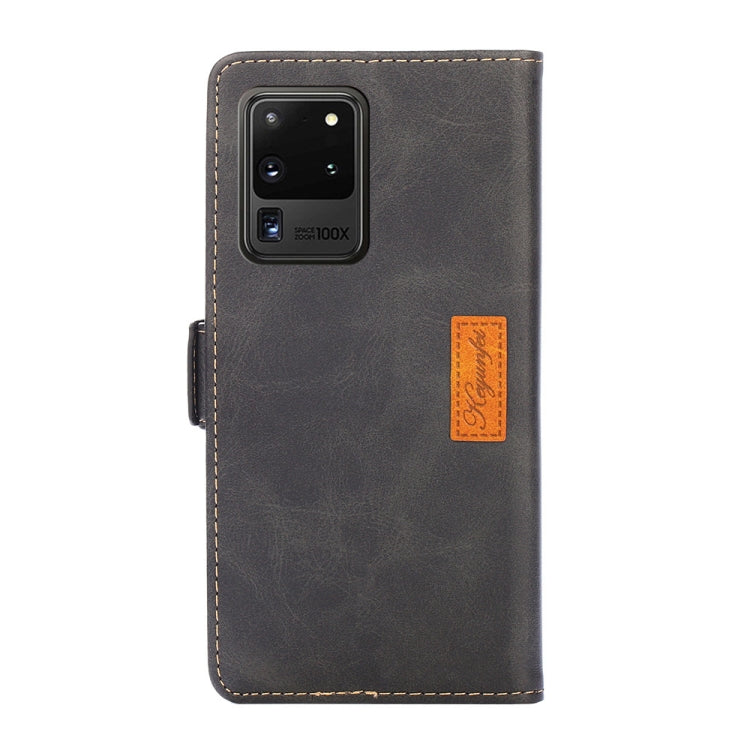 For Samsung Galaxy S20 Ultra Retro Texture Contrast Color Side Buckle Horizontal Flip Leather Case with Holder & Card Slots & Wallet
