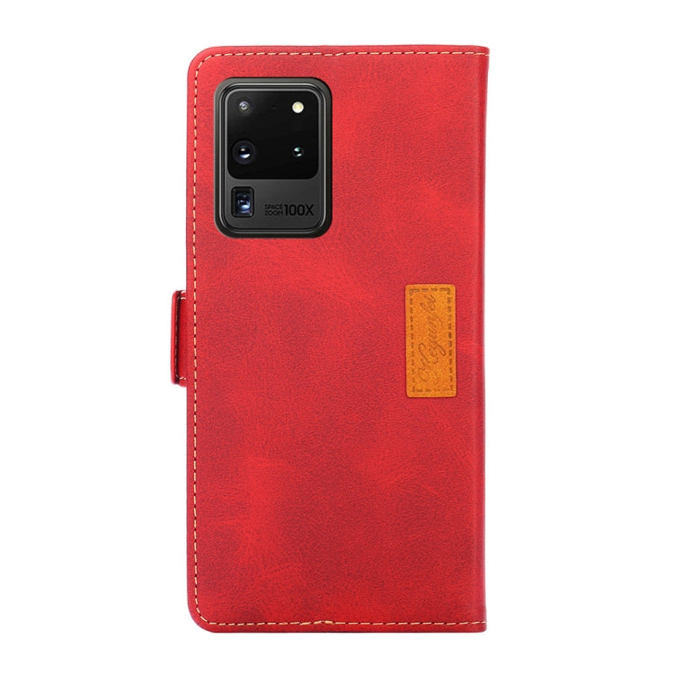For Samsung Galaxy S20 Ultra Retro Texture Contrast Color Side Buckle Horizontal Flip Leather Case with Holder & Card Slots & Wallet
