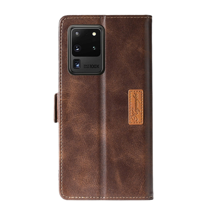 For Samsung Galaxy S20 Ultra Retro Texture Contrast Color Side Buckle Horizontal Flip Leather Case with Holder & Card Slots & Wallet