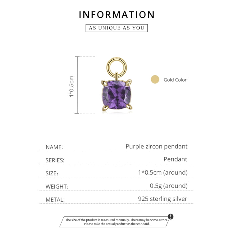S925 Sterling Silver Silver Purple Zirconium Pendant Women Earrings