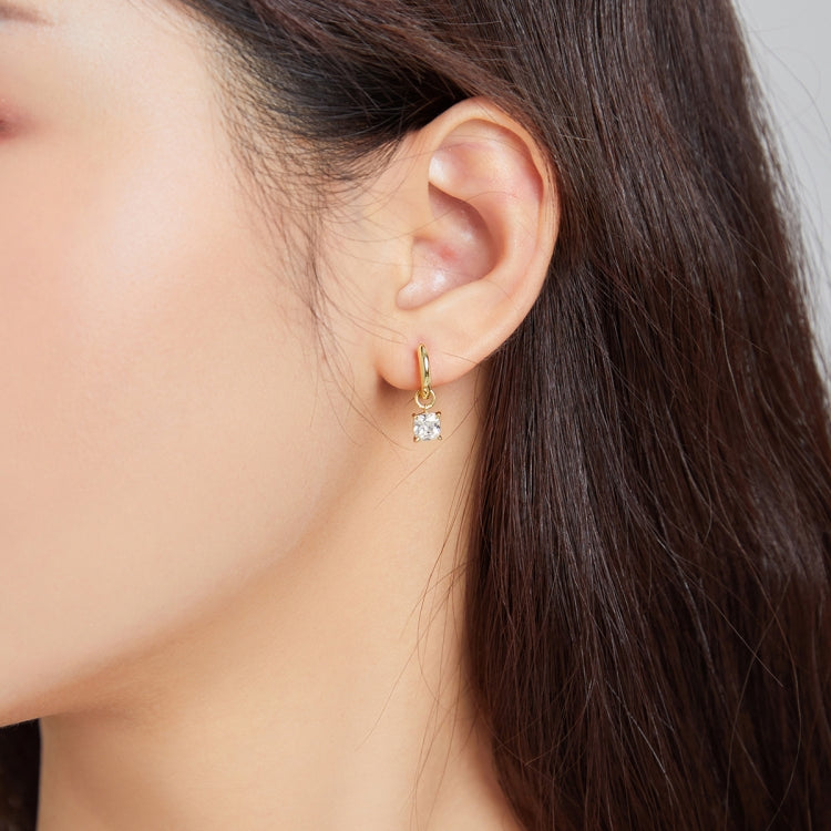S925 Sterling Silver Silver White Zirconium Pendant Women Earrings