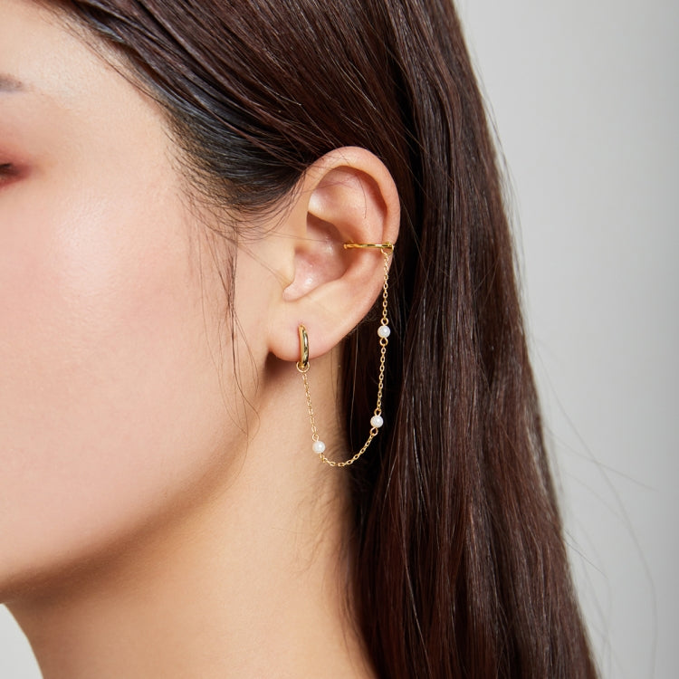 S925 Sterling Silver Silver Shell Beads Chain Women Earrings