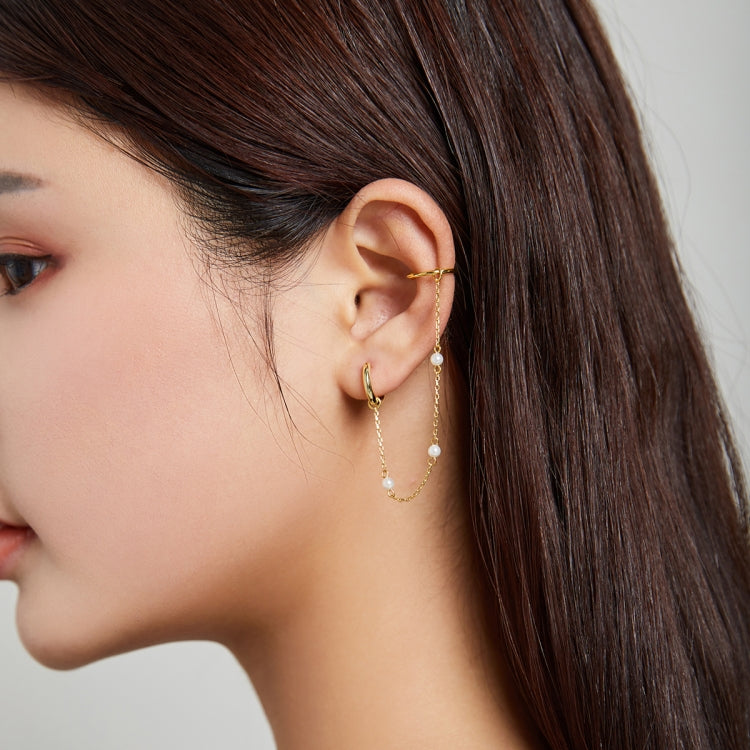 S925 Sterling Silver Silver Shell Beads Chain Women Earrings