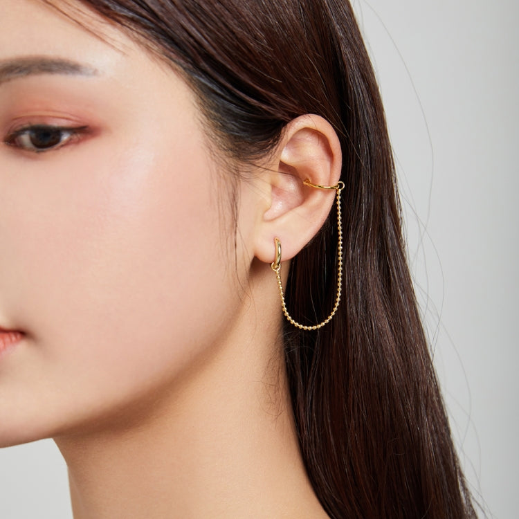 S925 Sterling Silver Silver Beaded Chain Women Earrings