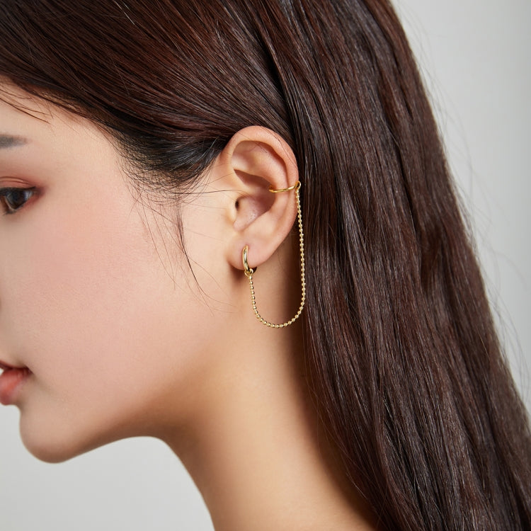 S925 Sterling Silver Silver Beaded Chain Women Earrings