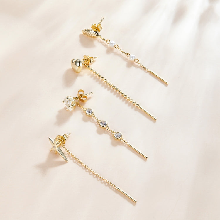 S925 Sterling Silver Silver Beaded Tassel Chain Women Earrings