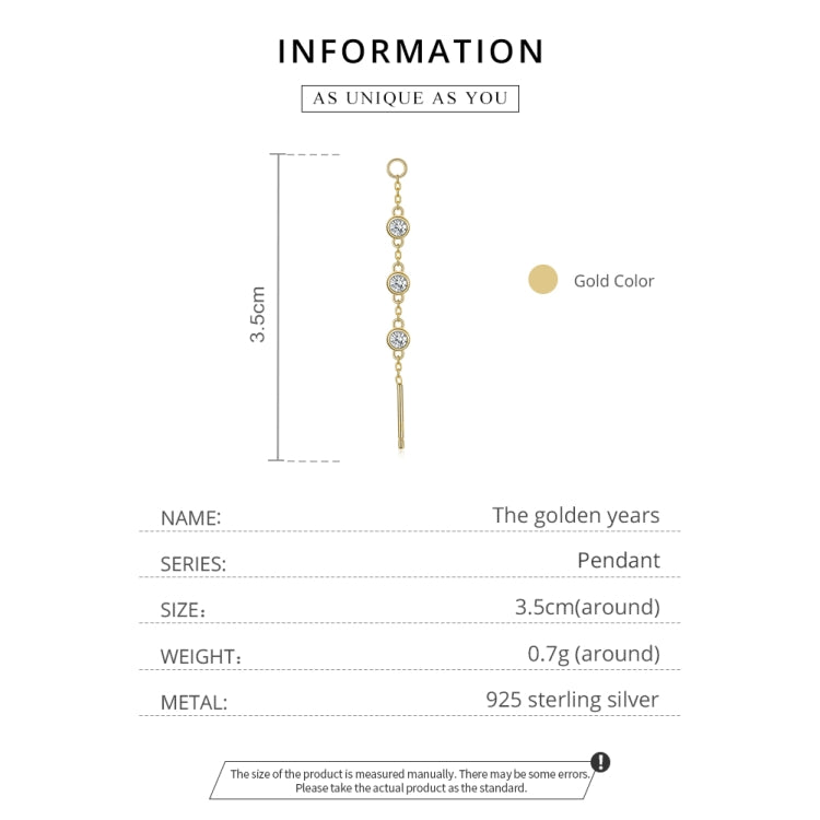 S925 Sterling Silver Silver Zircon Tassel Chain Women Earrings
