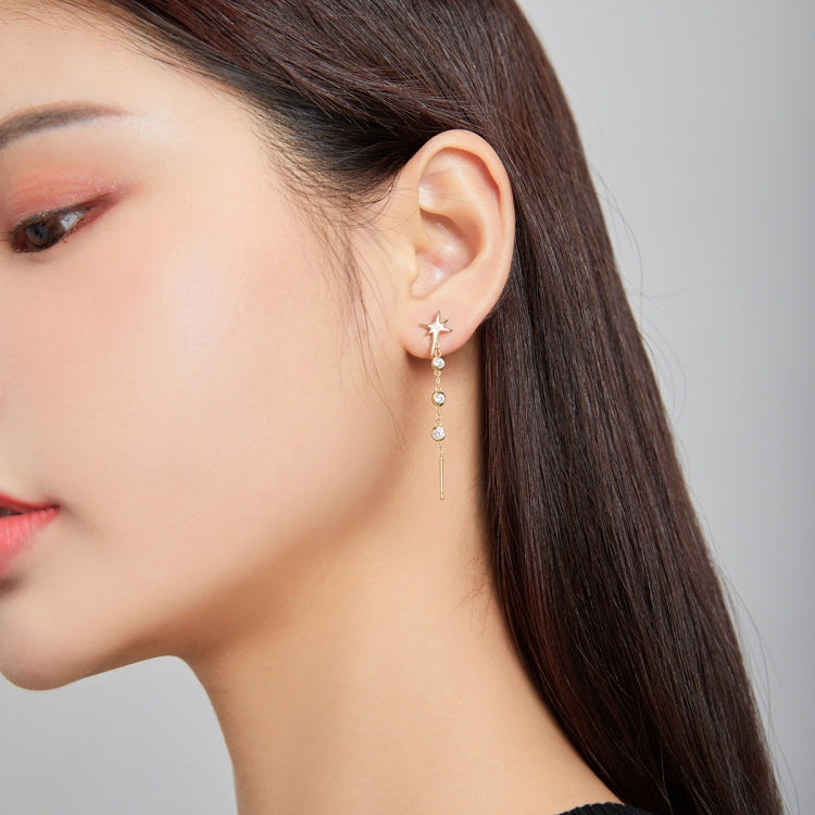 S925 Sterling Silver Silver Zircon Tassel Chain Women Earrings