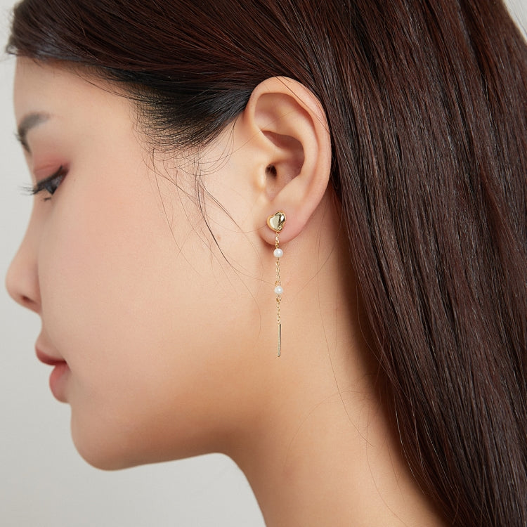 S925 Sterling Silver Silver Shell Beads Tassel Chain Women Earrings