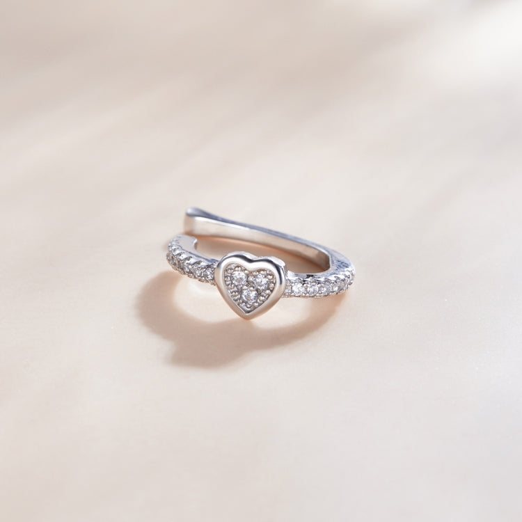 S925 Sterling Silver Silver Heart Ear Clip Women Earrings