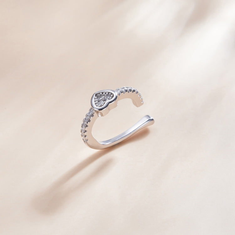 S925 Sterling Silver Silver Heart Ear Clip Women Earrings