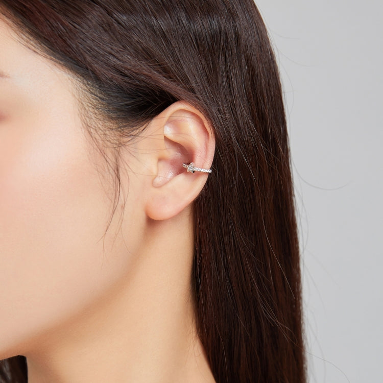 S925 Sterling Silver Silver Five-pointed Star Ear Clip Women Earrings