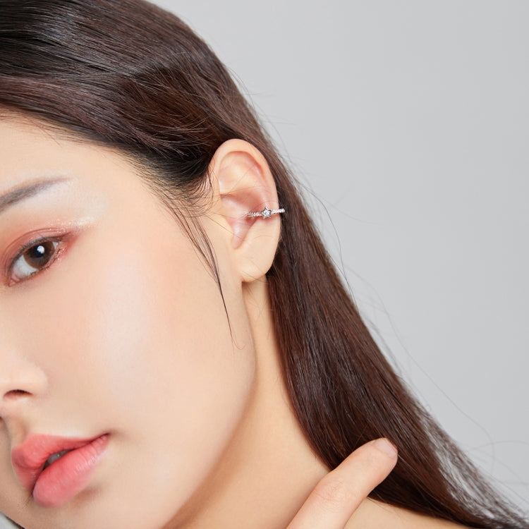 S925 Sterling Silver Silver Five-pointed Star Ear Clip Women Earrings