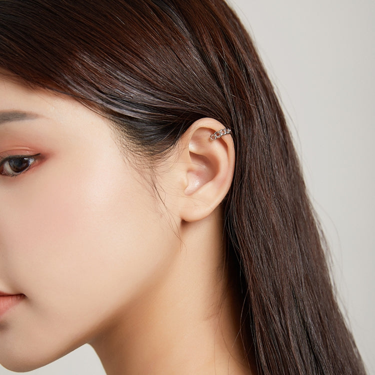 S925 Sterling Silver Silver Chain Ear Clip Women Earrings
