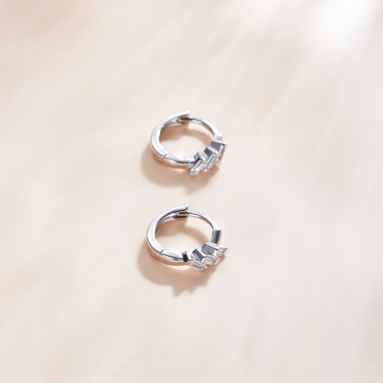 S925 Sterling Silver Silver Cube Ear Buckle Women Earrings