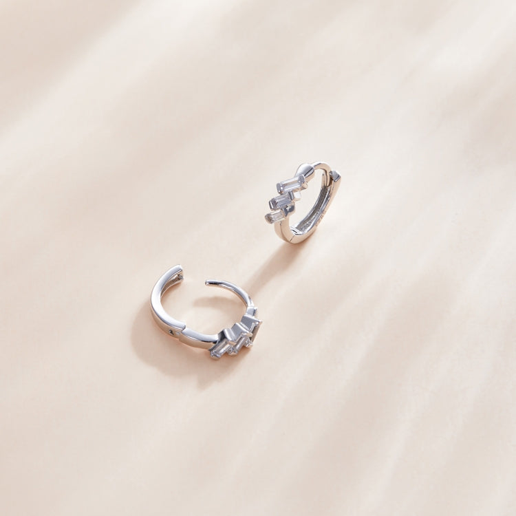 S925 Sterling Silver Silver Cube Ear Buckle Women Earrings