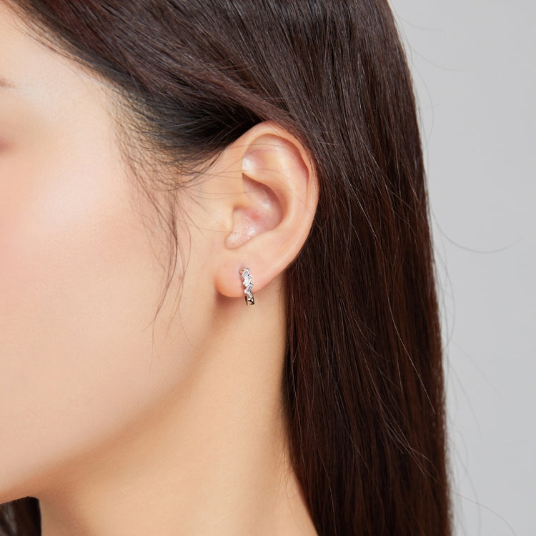 S925 Sterling Silver Silver Cube Ear Buckle Women Earrings