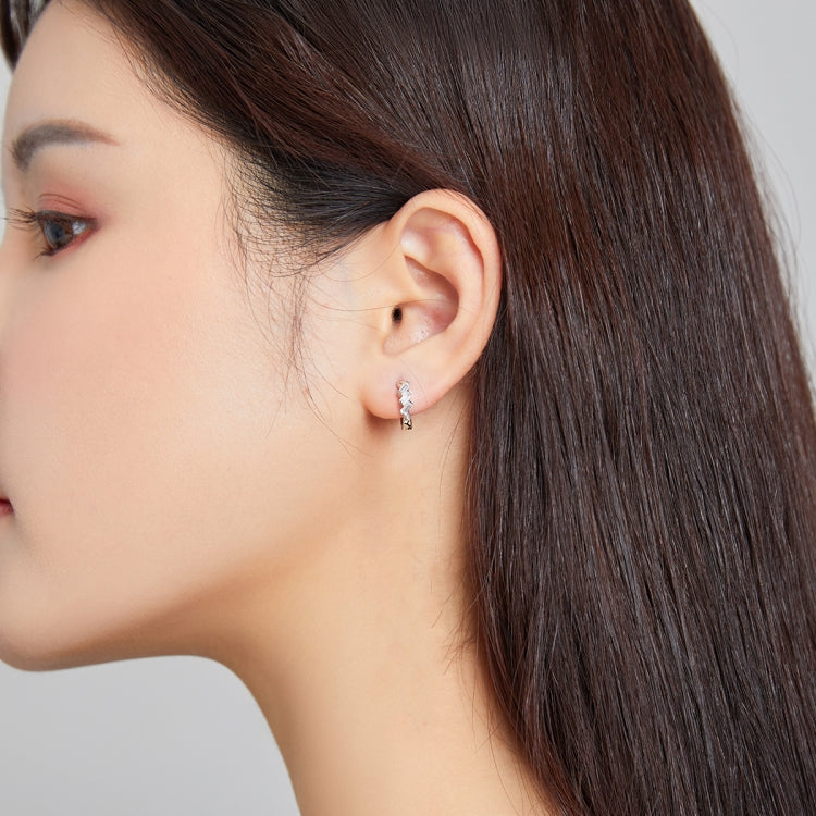 S925 Sterling Silver Silver Cube Ear Buckle Women Earrings