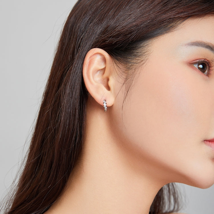 S925 Sterling Silver Silver Cube Ear Buckle Women Earrings