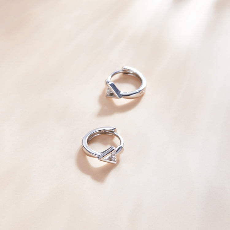 S925 Sterling Silver Silver Triangle Ear Buckle Women Earrings